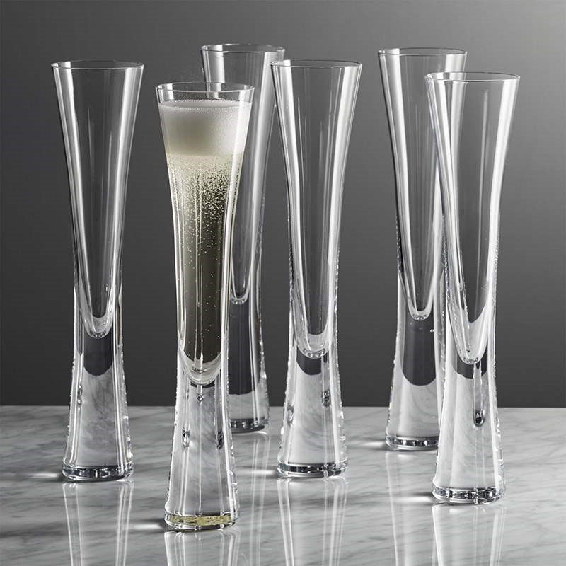 Handmade crystal glass champagne flutes